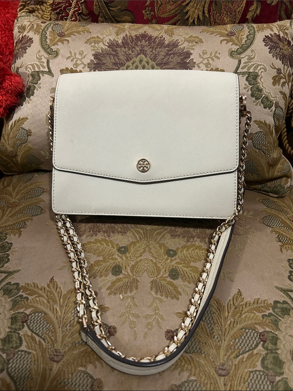 Tory Burch Cream Leather Chain Crossbody Bag